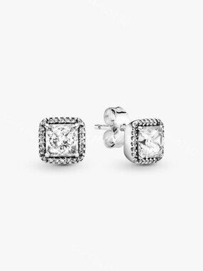 Pandora Square Sparkle Halo Stud Earrings
